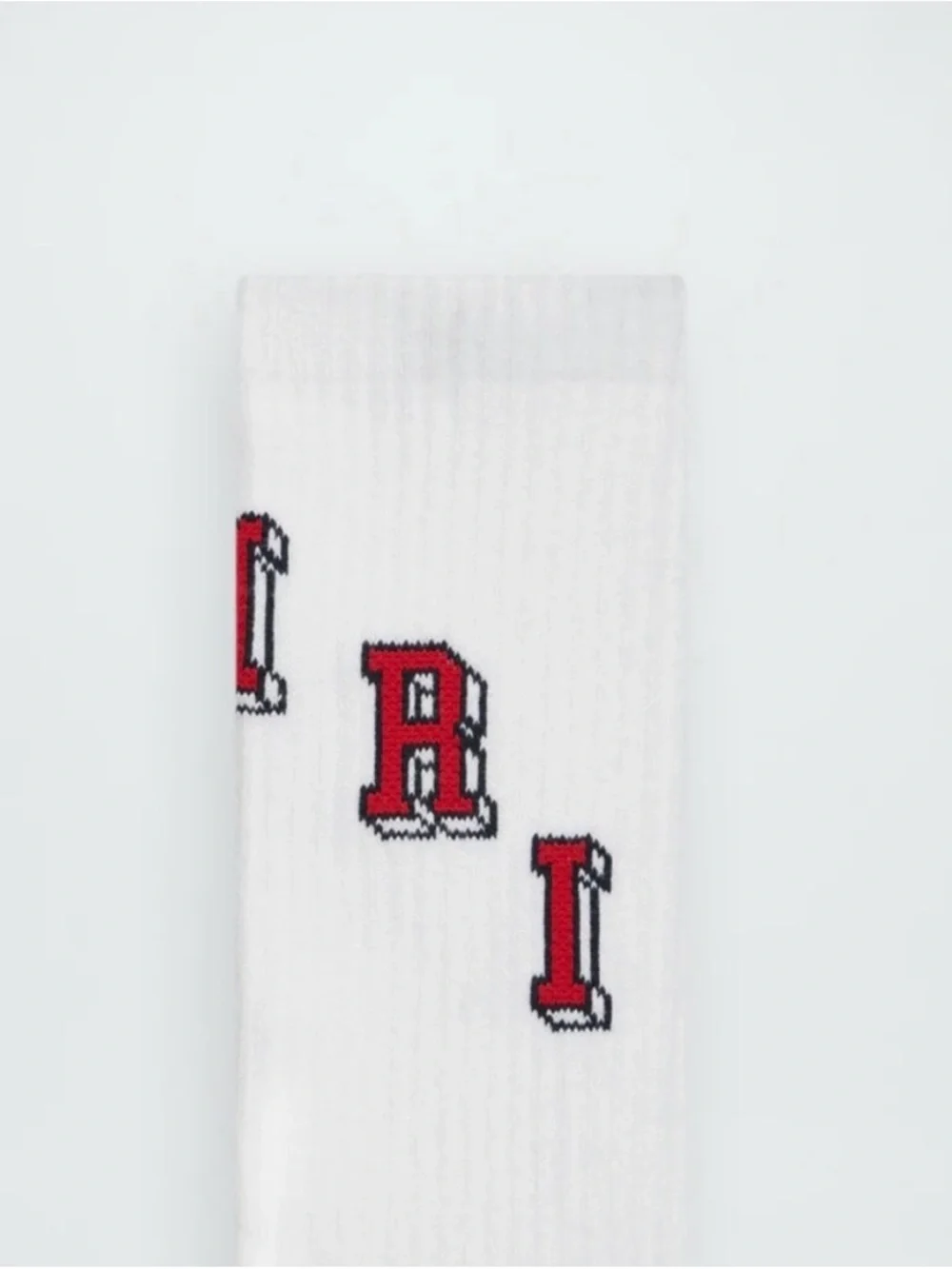 Amiri RED Block Collegiate LOGO Crew Ribbed Socks Size 43-44 ( Size 10-11) NEW